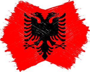 Flag of Albania, print with grunge texture