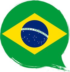 Fototapeta premium Flag of Brazil, banner with grunge brush