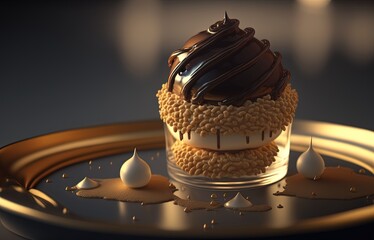 illustration close up of luxury dessert, sweet dream romantic happy time celebration idea for valentine dessert theme