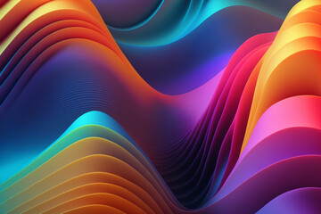 Abstract colorful gradient wave, background pattern chromatic dispersion and thin film spectral effect, 3d rendering, ai generated - obrazy, fototapety, plakaty