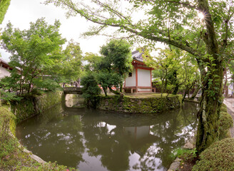 Fototapeta na wymiar Manmade pond in a Japanese garden