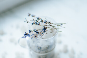lavender on the background, sea salt