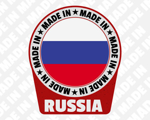 Made in Russia vector badge, simple isolated icon with country flag, origin marking stamp sign design,