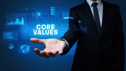 Hand of Businessman holding motivational message