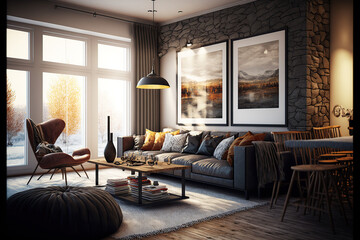 Modern cozy living room background interior design