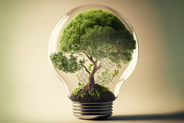 A light bulb with a tree in it