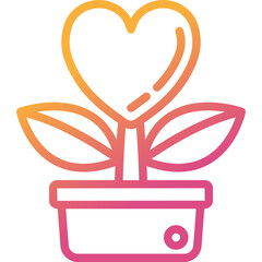 love plant gradient line icon