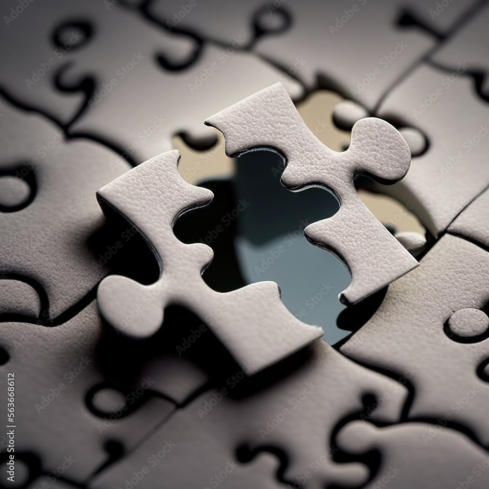 Aufkleber a close up of a puzzle piece with a hole in it's center and missing pieces in the middle of the puzz