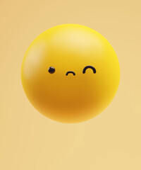 Discontent and grumpiness emoticon with a funny kawaii face with dot eyes
