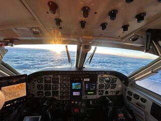cockpit of king air over western Canada