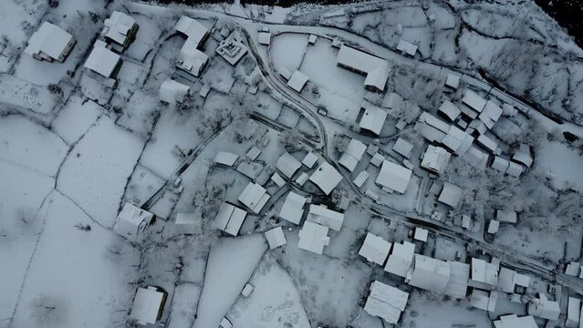 Pahalgam winter snowfall drone view Kashmir india