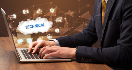 Businessman working with laptop concept