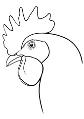 Rooster head outline illustration png cut out