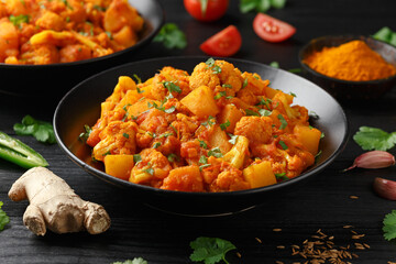 Aloo Gobi traditional Indian dish with cauliflower and potato