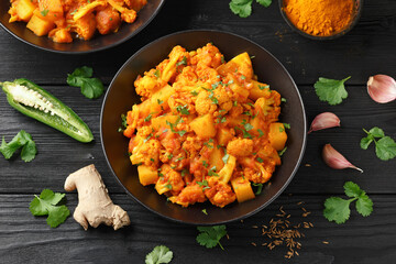 Aloo Gobi traditional Indian dish with cauliflower and potato
