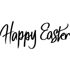 Grunge Happy Easter Handwritten Lettering. Illustration of Phrase Spring Holiday. Black over White Background Calligraphy.