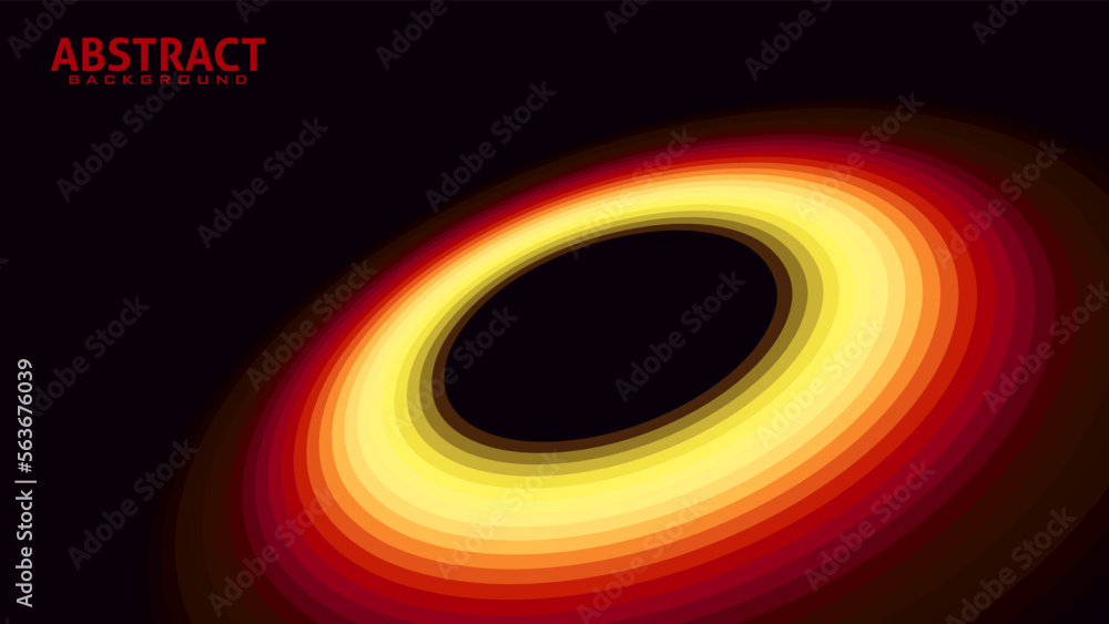 Poster Disk in perspective with color gradation from yellow to dark red. Vector graphics