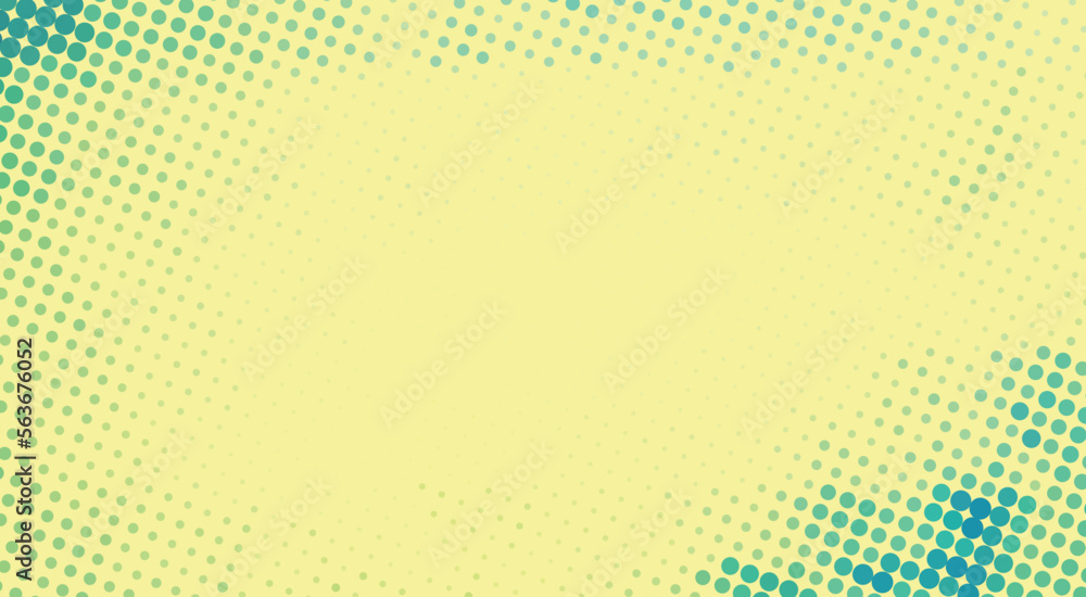 Aufkleber Yellow halftone background with bluish green dots. Simple vector pattern
