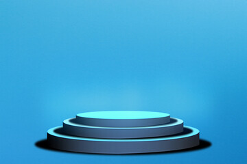 Stage podium scene  on blue background