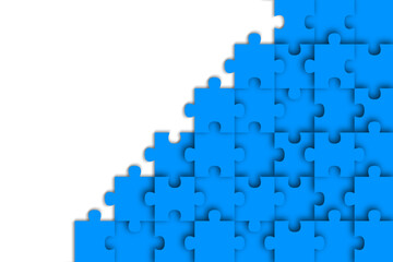 Blue jigsaw puzzle on white background
