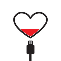 Heart with charger. Vector illustration