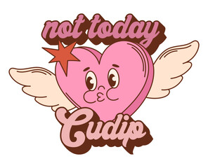 Not today cupid vector print. Anti Valentine's Day quote