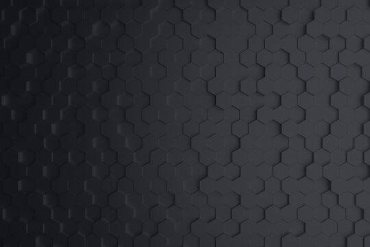 Abstract dark grey gray hexagonal hex background 3d illustration rendering © DK_2020