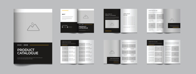 12 pages black  product catalogue template or product catalog template design - obrazy, fototapety, plakaty