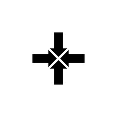 Obraz premium 4 Direction Arrow in Center, Converge Arrows. Flat Vector Icon illustration. Simple black symbol on white background. Arrow Center, Converge Arrows sign design template for web and mobile UI element