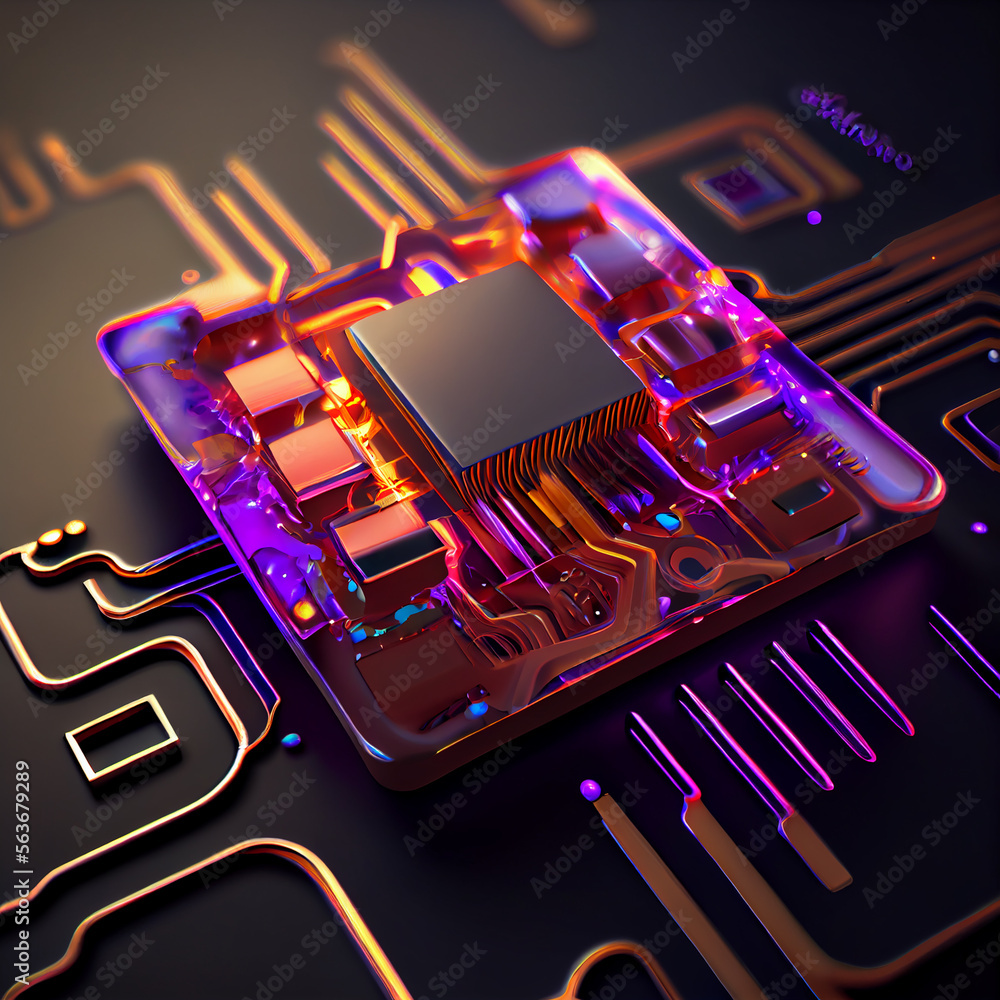 Aufkleber abstract technology chip processor created with generative ai