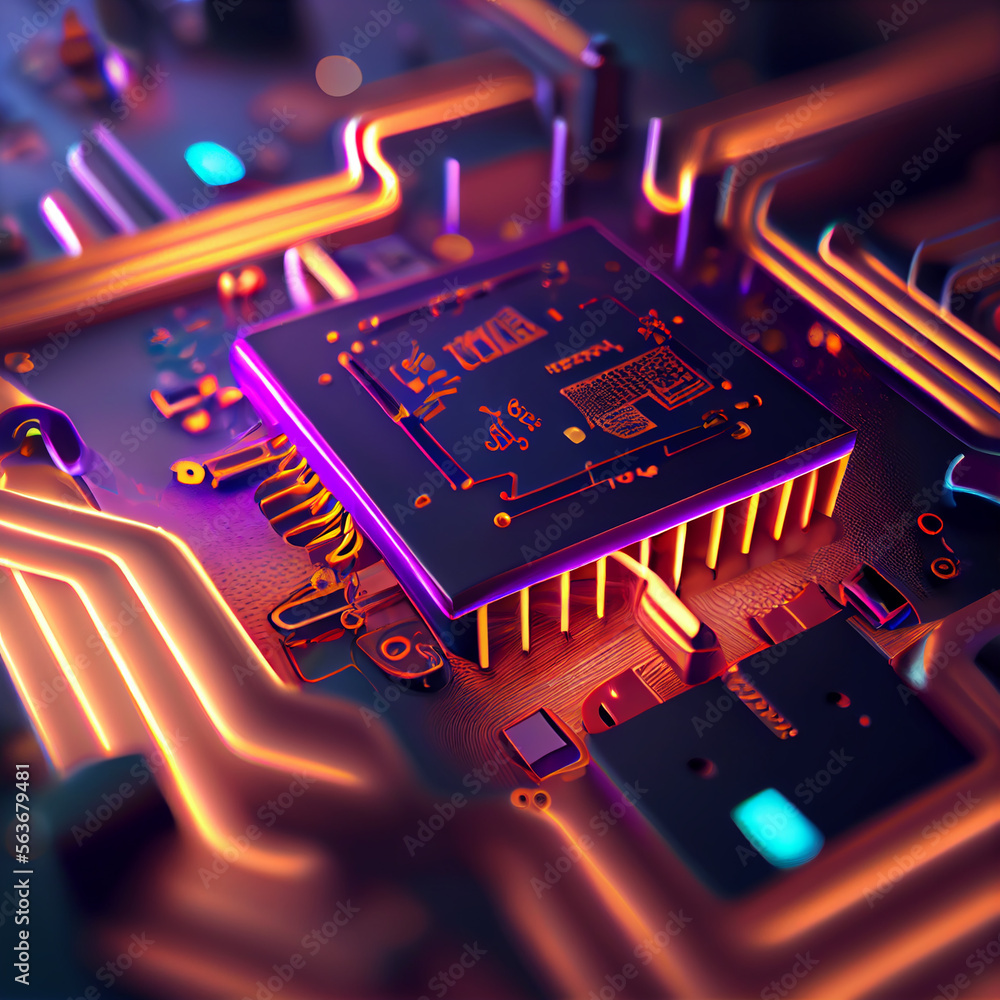Aufkleber abstract technology chip processor created with generative ai