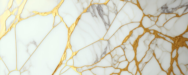 Luxury calacatta marble white with golden inserts, wallpaper, background , web banner