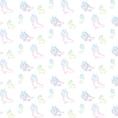 Background with dinosaurs of different colors.