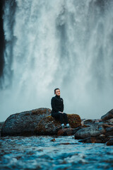 Obraz premium Girl in Front of Waterfall 2