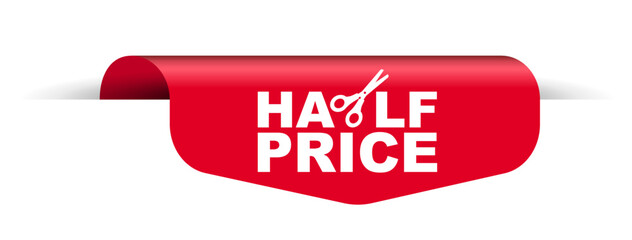 red vector illustration banner half price