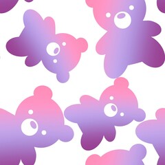 Cartoon toys animals seamless fluffy bears pattern for wrapping paper and fabrics and kids clothes print