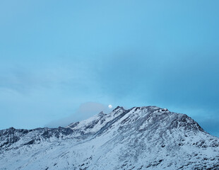 Moon mountain sky snow peak 