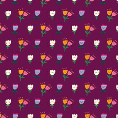 Bright pattern with flowers characters. Flower illustration design