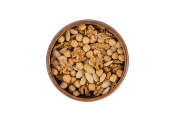 Top View Mixed Nuts Isolated On White Background