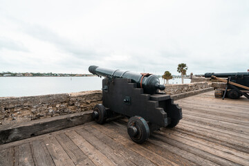 Old cannons at the Castillo de San Marcos National Monument in St Augustine Florida