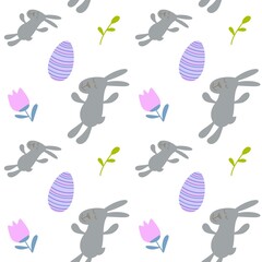 Cartoon animals seamless rabbit bunnies pattern for wrapping paper and fabrics and linens and kids clothes print