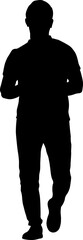 Silhouette of a walking man on a white background