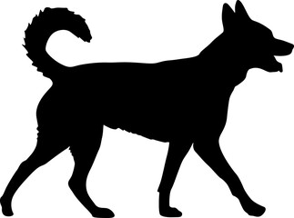 Labrador dog black silhouette on white background.