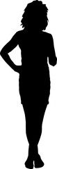 Silhouette of a walking female on a white background