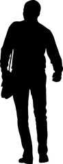 Silhouette man stand side by side and talk