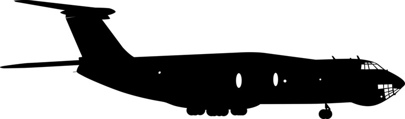 Silhouette passenger aircraft on a white background