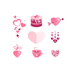 Collection of elements for Valentine's Day
