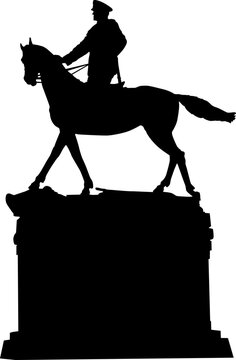 recommend clip art: Silhouette monument to the Soviet commander Marshal Georgy Zhukov in Moscow on a white background
