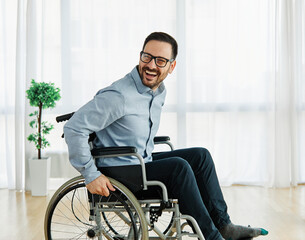disability wheelchair disabled man handicap sitting handicapped health young wheel care  mobility...