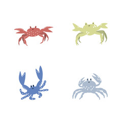 Cute crab in Scandinavian style on a white background. Vector hand drawn kids illustration. Sea ocean. Underwater world